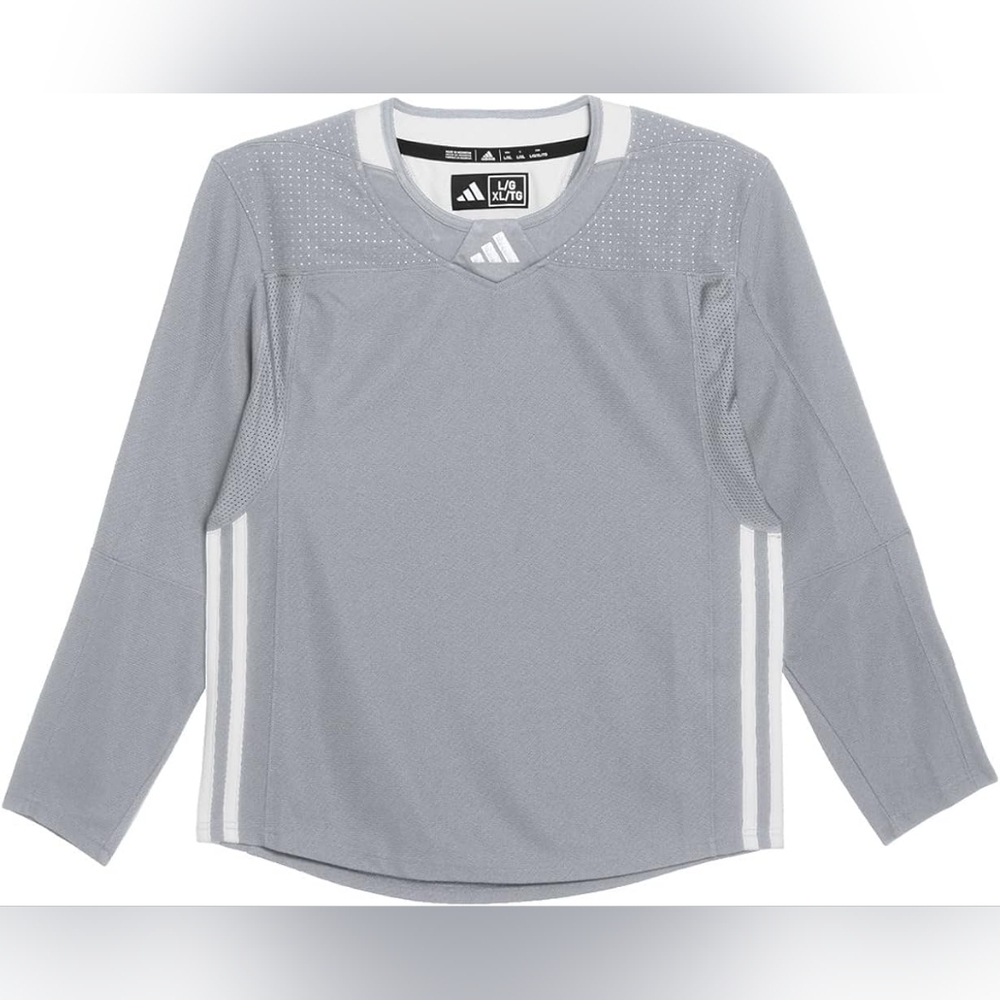 Adidas Youth Hockey Three Stripe Jersey Size L / XL New Mystic Grey